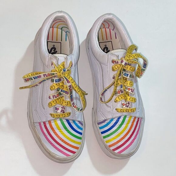 Vans Old Skool Flour Unisex Rainbow Stripe Sneakers Men’s 5.5 Women’s 7.0 Size - Picture 2 of 13